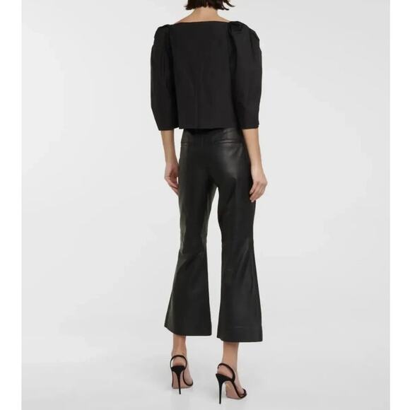 NWT Black VINCE Draped 3/4 Sleeve Square Neck Poplin Top Blouse Size 6 - Picture 2 of 8